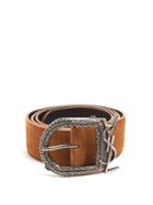 Saint Laurent Logo-engraved Suede Belt