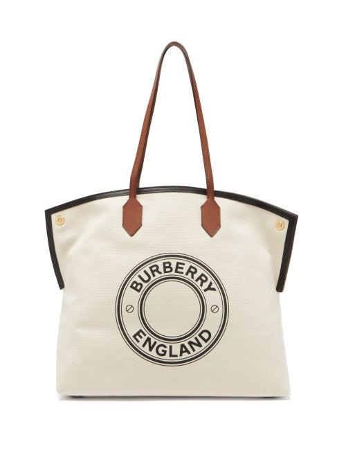 Matchesfashion.com Burberry - Society Medium Logo-print Canvas Tote - Womens - Ivory Multi