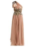 Matchesfashion.com Maria Lucia Hohan - Rasha Pleated Silk Blend Gown - Womens - Pink Multi