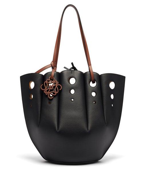 Matchesfashion.com Loewe - Shell Perforated Leather Tote Bag - Womens - Black