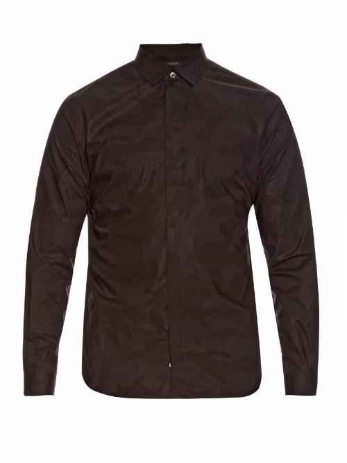 Valentino Camouflage-print Long-sleeved Cotton Shirt