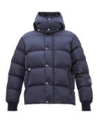 Matchesfashion.com 7 Moncler Fragment - Logo Print Down Quilted Hooded Jacket - Mens - Navy