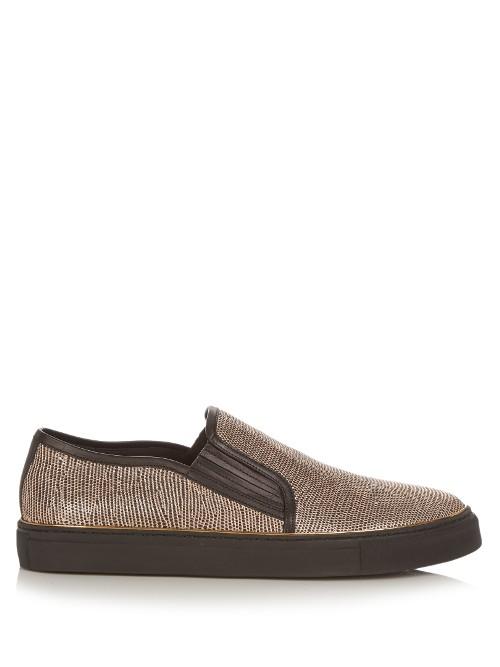 Balmain Low-top Metallic-leather Trainers