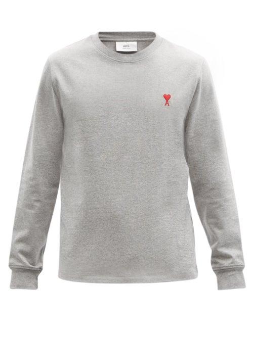 Mens Rtw Ami - Ami De Caur-logo Cotton-jersey T-shirt - Mens - Grey