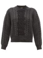 Matchesfashion.com See By Chlo - Floral Lace Insert Wool Blend Sweater - Womens - Dark Grey