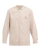 Matchesfashion.com Gucci - Bird-embroidered Checked Cotton-blend Shirt - Mens - Blue Multi