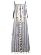 Matchesfashion.com Altuzarra - Villette Tassel Trimmed Diamond Jacquard Dress - Womens - Blue Print