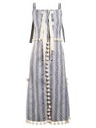 Matchesfashion.com Altuzarra - Villette Tassel Trimmed Diamond Jacquard Dress - Womens - Blue Print