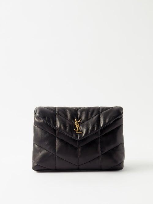 Saint Laurent - Puffer Chevron-quilted Leather Clutch - Womens - Black
