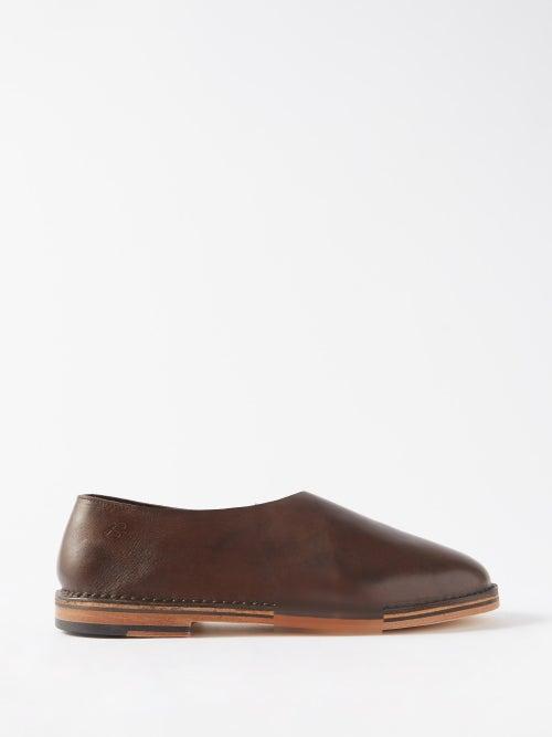 Jacques Solovire - Luz Leather Slippers - Mens - Brown