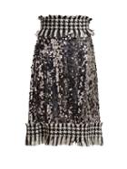 Matchesfashion.com Dolce & Gabbana - Sequin And Tweed Trim Midi Skirt - Womens - Dark Grey
