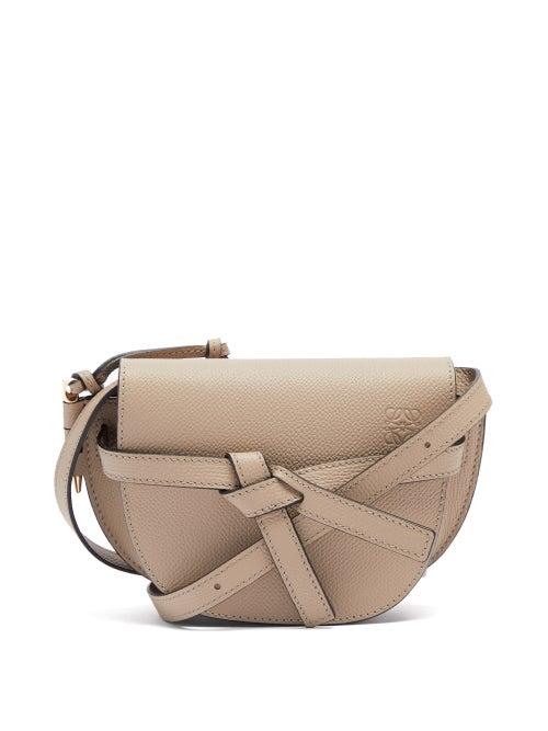 Ladies Bags Loewe - Gate Mini Grained-leather Cross-body Bag - Womens - Beige