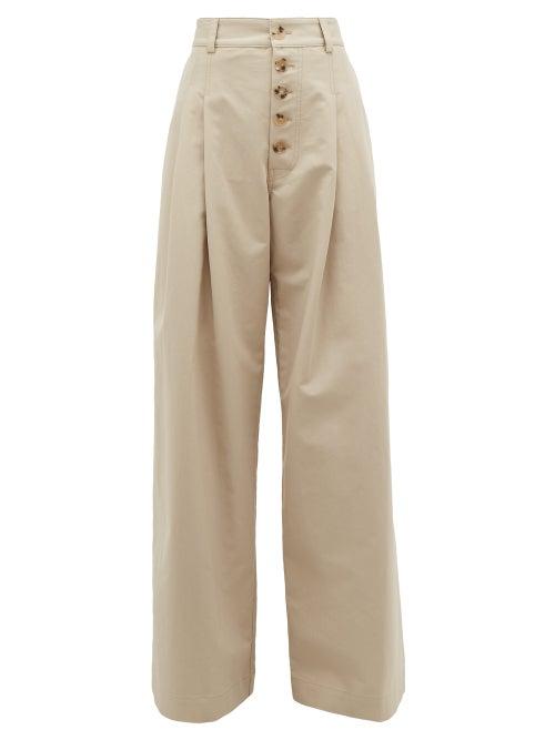 Matchesfashion.com Jw Anderson - Wide Leg Cotton Trousers - Womens - Grey