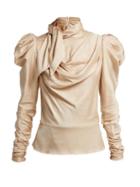 Matchesfashion.com Zimmermann - Fleeting Tie Neck Silk Blend Blouse - Womens - Cream