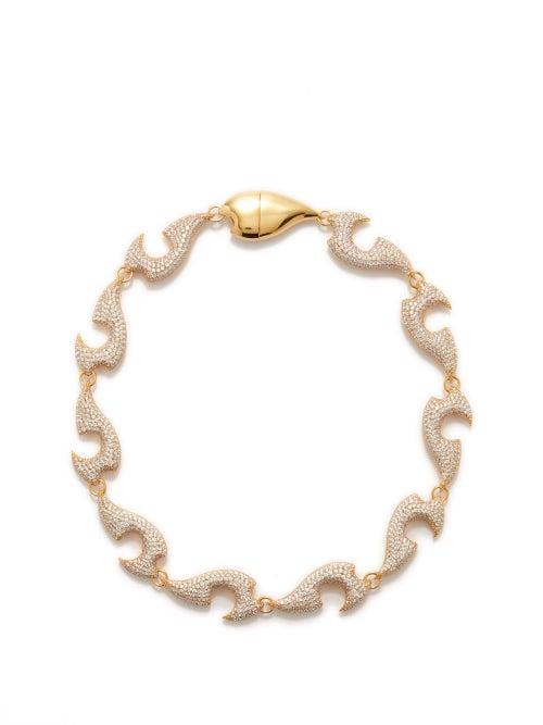Bottega Veneta - Sharp Crystal & 18kt Gold-vermeil Choker Necklace - Womens - Crystal