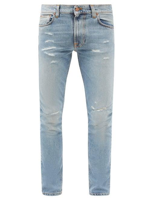 Nudie Jeans - Lean Dean Distressed Slim-leg Jeans - Mens - Blue