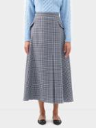 Emilia Wickstead - Tori High-waist Wool-blend Skirt - Womens - Blue