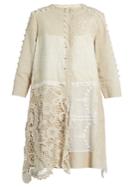 By Walid Lace-panelled Linen Coat