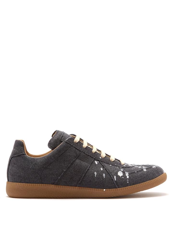 Maison Margiela Replica Paint-effect Low-top Canvas Trainers