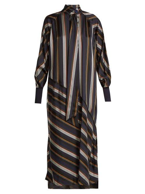 Matchesfashion.com Roksanda - Odelle Striped Satin Dress - Womens - Green Multi