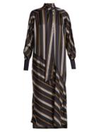 Matchesfashion.com Roksanda - Odelle Striped Satin Dress - Womens - Green Multi