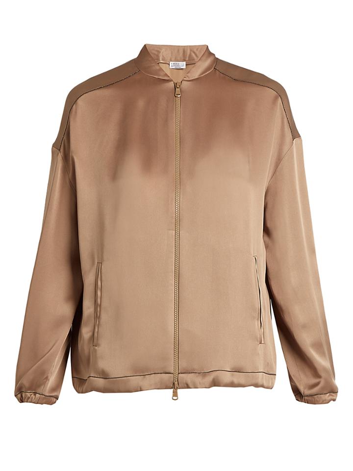 Brunello Cucinelli Satin Bomber Jacket