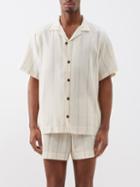 Maran - La Susana Short-sleeved Striped Cotton Shirt - Mens - Beige Stripe