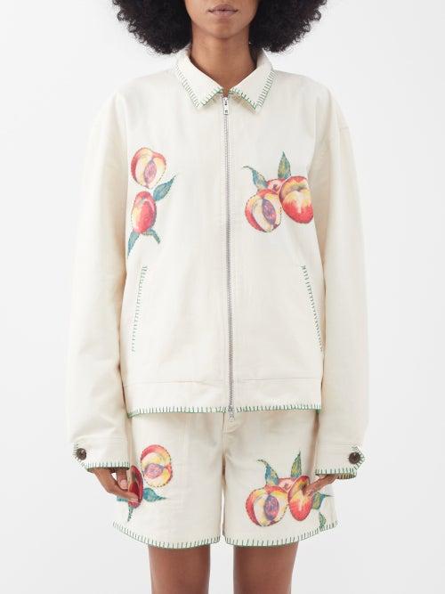 Bode - Georgia Peach Cotton Jacket - Womens - Ivory Multi