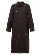 Matchesfashion.com Comme Des Garons Comme Des Garons - Single Breasted Distressed Wool Twill Coat - Womens - Black Multi