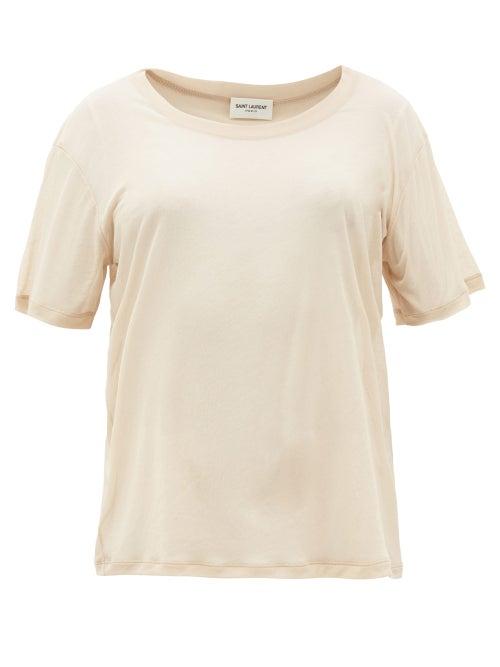 Matchesfashion.com Saint Laurent - Sheer Cotton-jersey T-shirt - Womens - Nude
