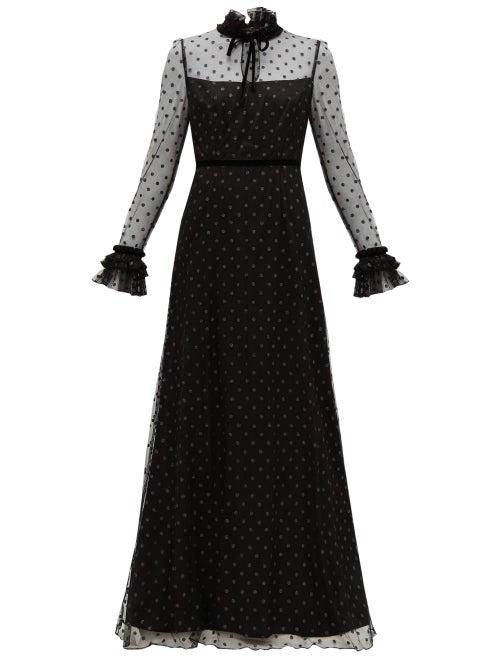 Matchesfashion.com Goat - Giovanna Glitter Polka Dot Tulle Gown - Womens - Black