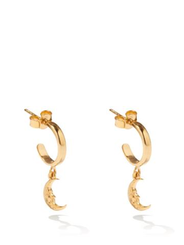 Hermina Athens - Sky Moon-charm Gold-plated Hoop Earrings - Womens - Gold