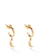 Hermina Athens - Sky Moon-charm Gold-plated Hoop Earrings - Womens - Gold