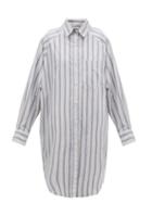 Matchesfashion.com Isabel Marant Toile - Sanders Striped Cotton Shirt Dress - Womens - Light Blue