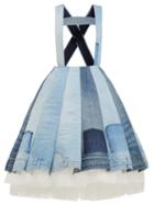 Matchesfashion.com Junya Watanabe - Panelled Denim And Tulle Dress - Womens - Blue