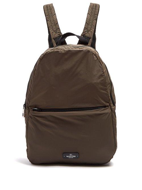 Matchesfashion.com Valentino - Self Stowing Nylon Backpack - Mens - Khaki
