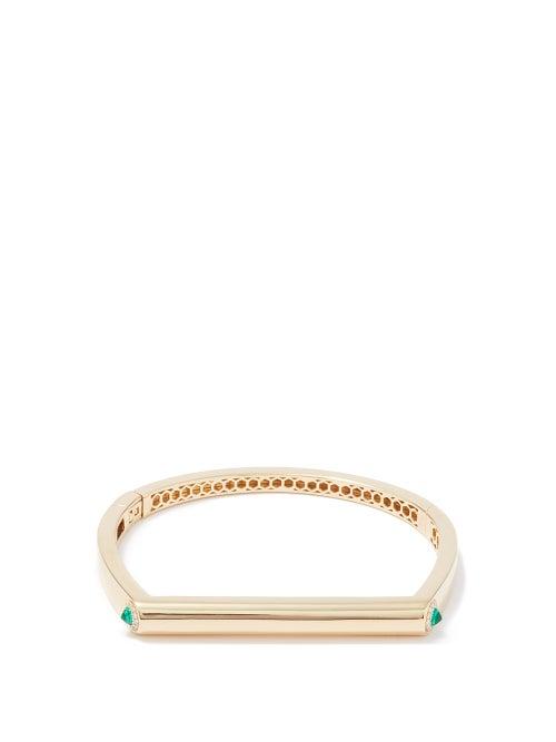 Rainbow K - Grace Diamond, Emerald & 14kt Gold Bangle - Womens - Gold Multi