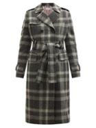Thom Browne - Double-breasted Madras-check Wool Trench Coat - Womens - Grey