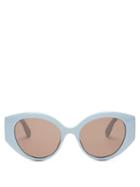 Matchesfashion.com Gucci - Gg-logo Quilted Cat-eye Acetate Sunglasses - Womens - Blue