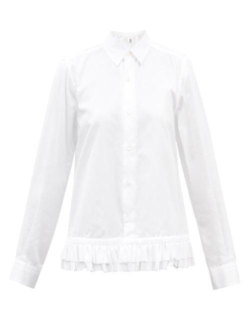 Noir Kei Ninomiya - Ruffled Scalloped-back Cotton-poplin Shirt - Womens - White