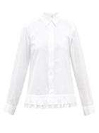 Noir Kei Ninomiya - Ruffled Scalloped-back Cotton-poplin Shirt - Womens - White