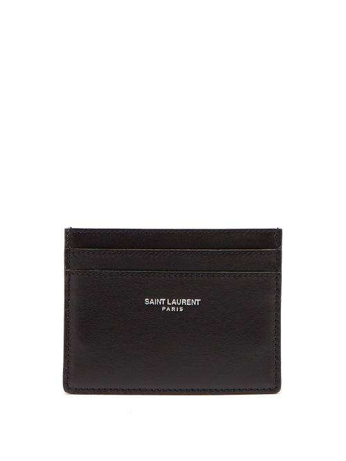 Matchesfashion.com Saint Laurent - Logo Debossed Leather Cardholder - Mens - Black
