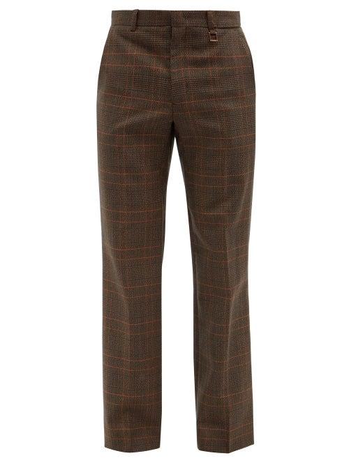 Wooyoungmi - Checked Wool-blend Suit Trousers - Mens - Orange Multi