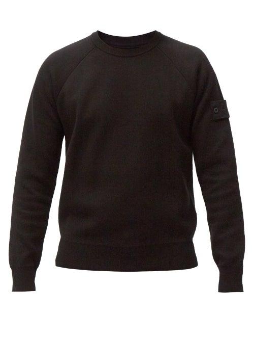 Stone Island - Logo-patch Cotton-knit Sweater - Mens - Black