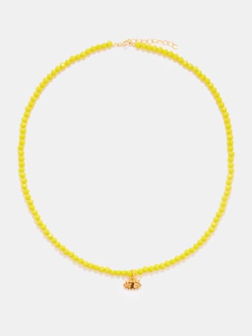 Hermina Athens - Tiny Eye Gold-vermeil Beaded Necklace - Womens - Yellow Multi