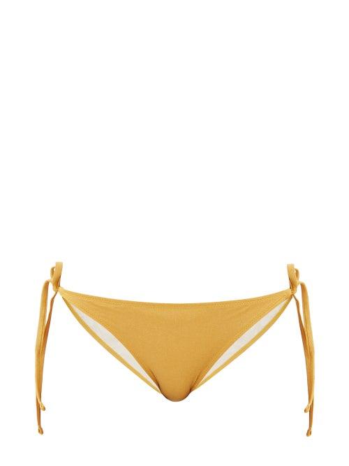 Matchesfashion.com Solid & Striped - The Iris Side-tie Lam Bikini Briefs - Womens - Gold