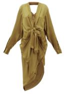 Matchesfashion.com Roni Helou - Kentia Collar-cutout Asymmetric Satin Dress - Womens - Khaki