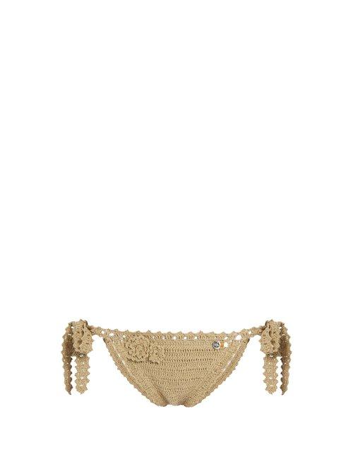 Matchesfashion.com She Made Me - Jannah Tie Side Crochet Bikini Briefs - Womens - Tan