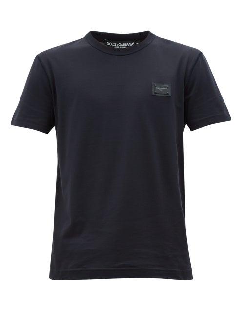 Matchesfashion.com Dolce & Gabbana - Logo-patch Cotton T-shirt - Mens - Navy