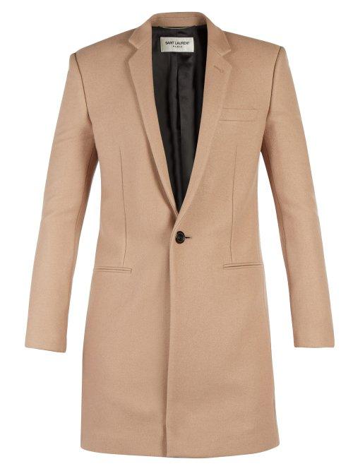 Matchesfashion.com Saint Laurent - Single Breasted Cashmere Coat - Mens - Camel